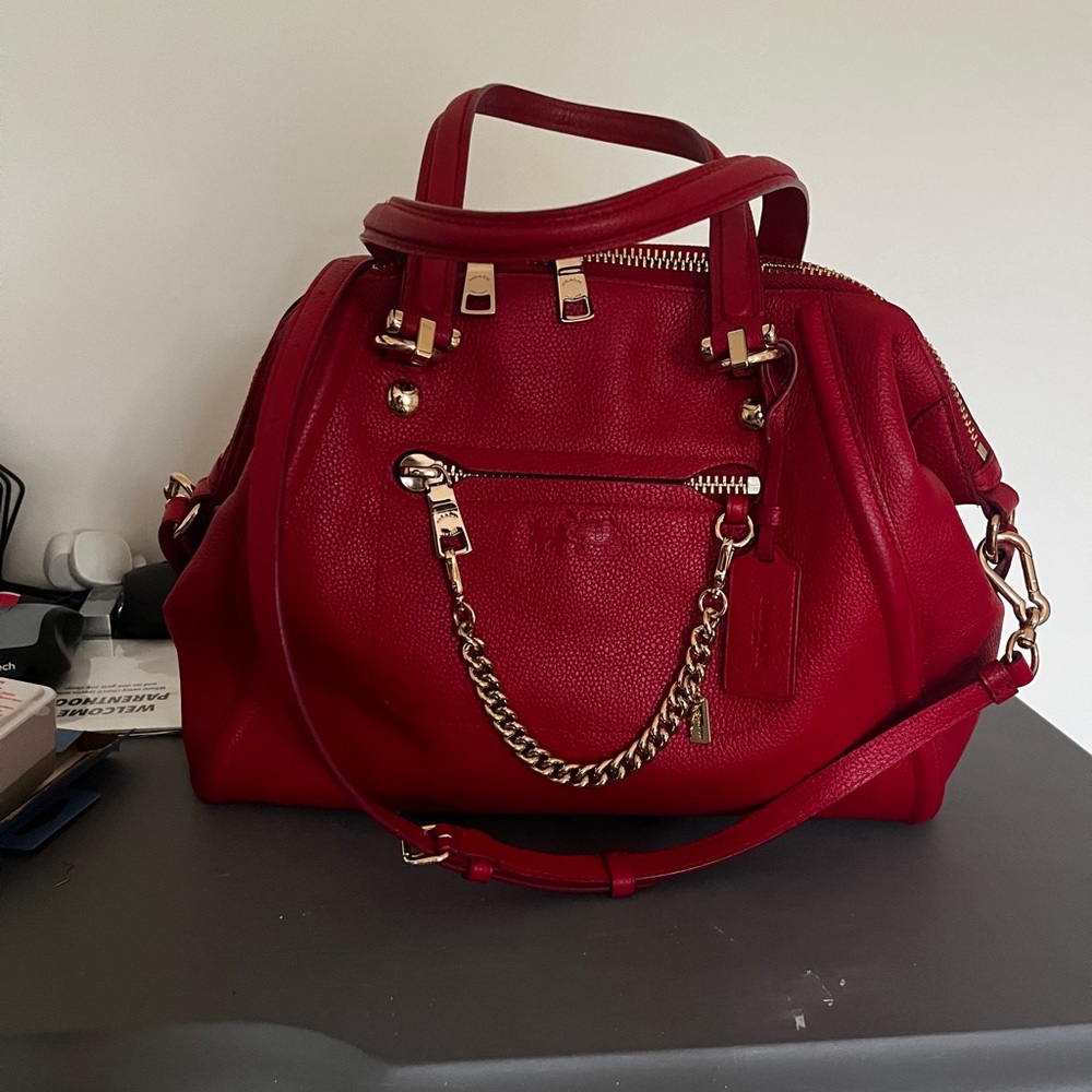 Coach Prairie style 34362 red pebbled leather with gold hardware